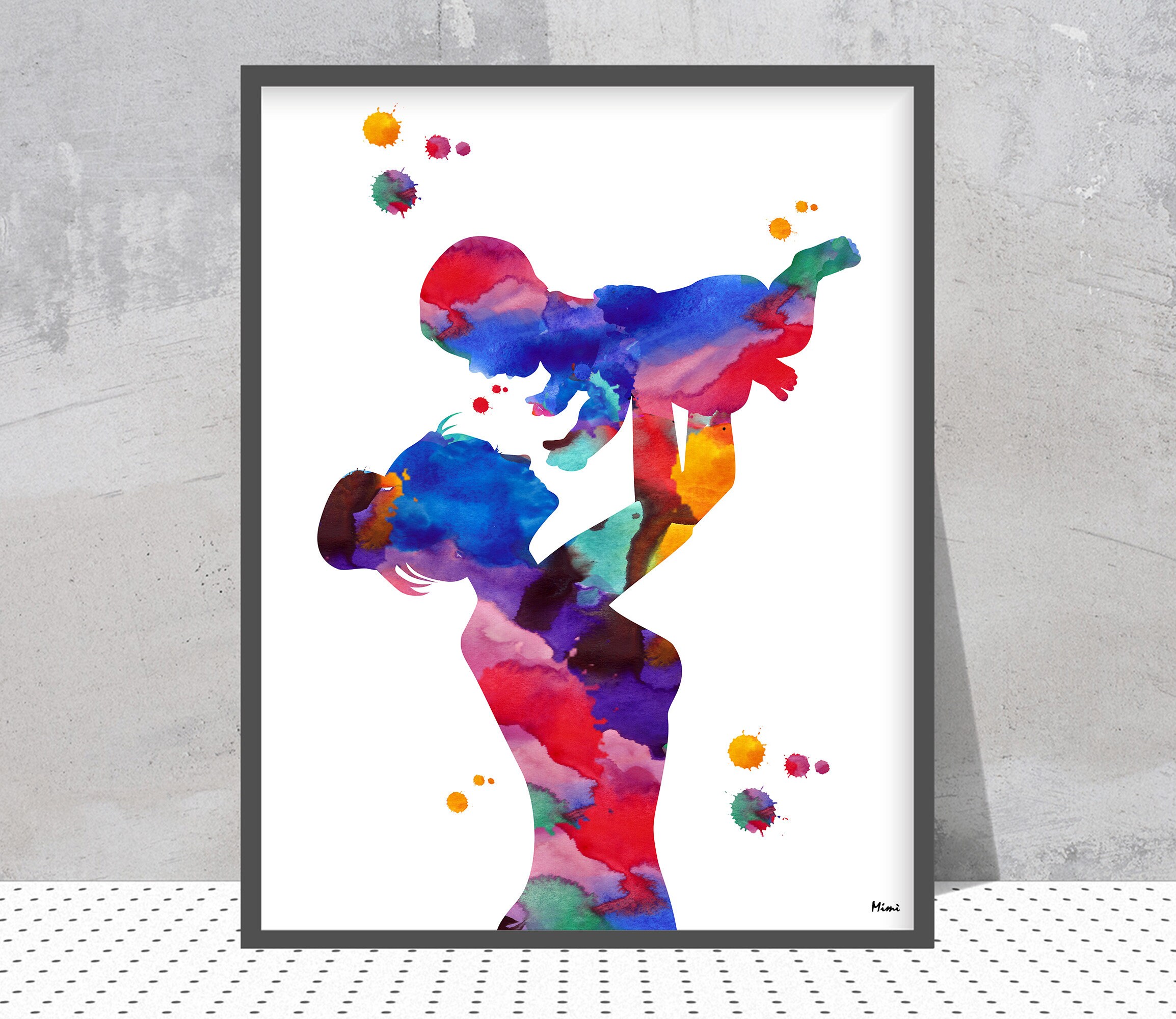 Mother and Child Watercolor Print Motherhood Art Print Newborn | Etsy