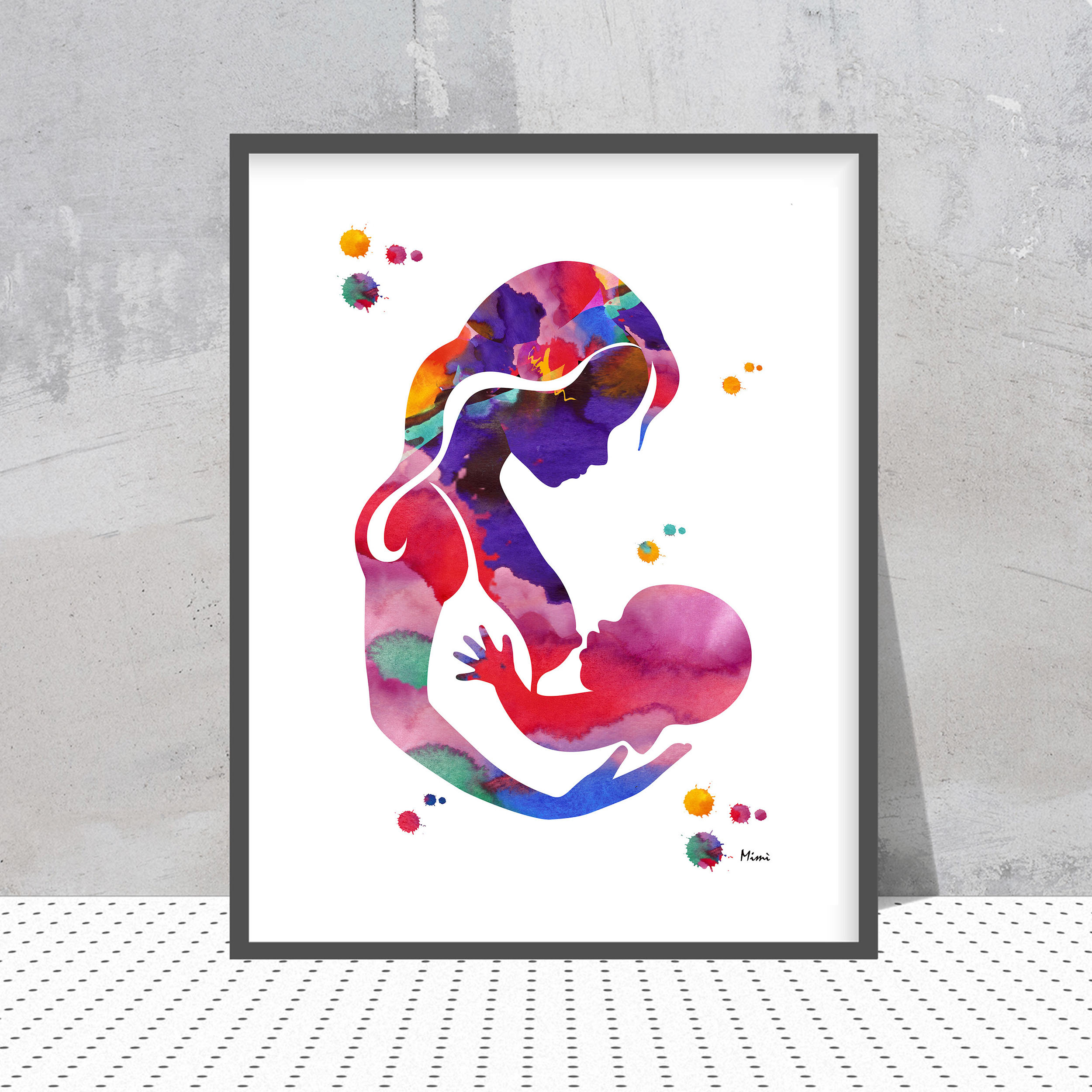 Breastfeeding Watercolor Print Mother and Baby Poster - Etsy