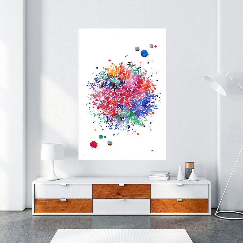 T-cell Watercolor print Science Art Poster Immune System Cells Art Print T-lymphocytes Biology illustration T-cells treatment Wall Art Gift