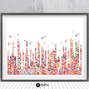 DNA-Genom Karte Wissenschaft Druck Bunt DNA-Genom-Reihenfolge Aquarell Poster Dna-Genom Karte Dna Genetik Druck Biologie Kunst Wissenschaft Kunst Geschenk