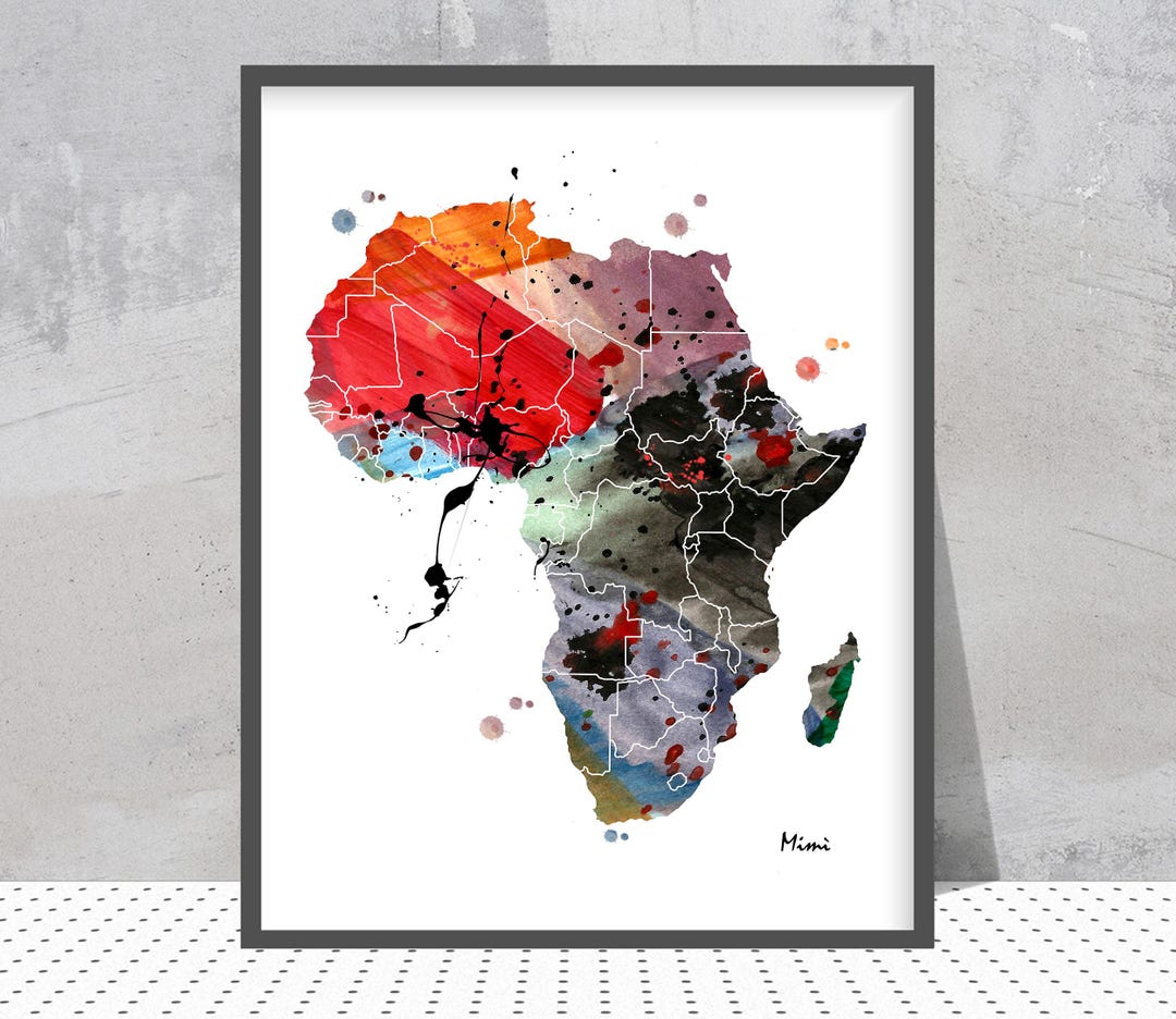Colorful Africa Map Print Housewarming Gift Africa Travel Memory ...