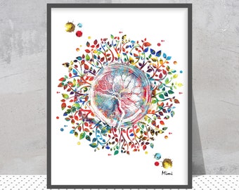 Placenta Tree Of Life Print Placenta Tree Symbol Of Life Motherhood Art Watercolor Colorful Placenta Tree Maternity Art Pregnancy Art Gift