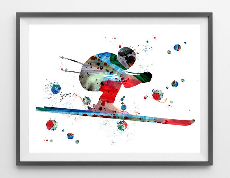 Downhill Skier Watercolor Print Downhill Ski Art Poster Alpine Etsy UK