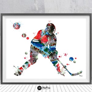 Ice Hockey Print Male Ice Hockey Player Watercolor Ice Hockey Winger Poster Hockey Painting Hockey Personalized Art Gift Add A Name image 1