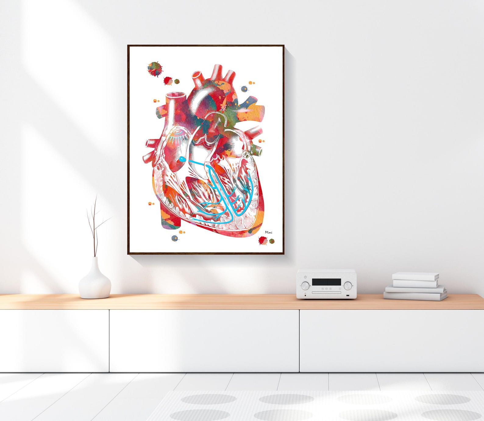 Heart Conduction System Print Cardiology Watercolor Heart's Electrical ...