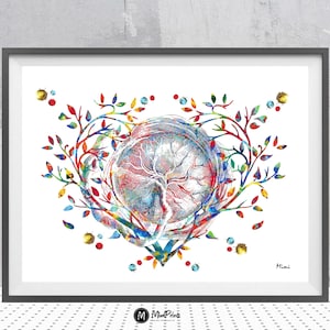 Placenta Heart Tree Print Placenta Heart Watercolor Placenta Heart Symbol Of Motherhood Placenta Poster Maternity Art Pregnancy Art Gift