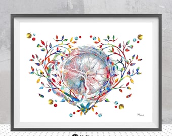 Placenta Heart Tree Print Placenta Heart Watercolor Placenta Heart Symbol Of Motherhood Placenta Poster Maternity Art Pregnancy Art Gift