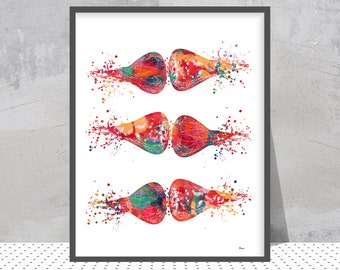 Brain Synapses Watercolor Print Human Brain Neurotransmitters Medical Art Brain Art Neurology Poster Neuronal Receptors Science Art Print