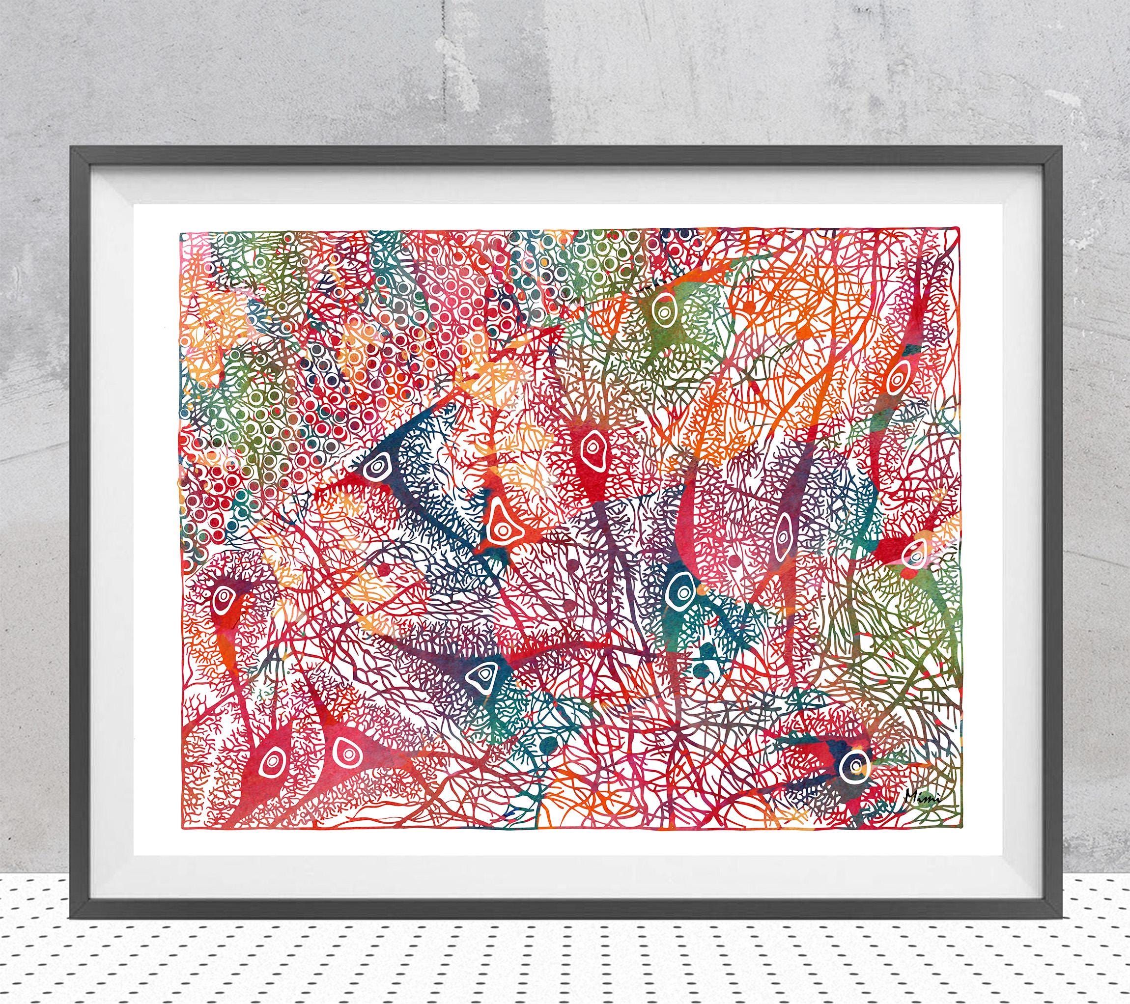 Nerve Cells Anatomy Print Brain Art Watercolor Neurology Painting ...