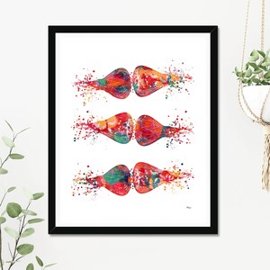 Brain Synapses Watercolor Print Human Brain Neurotransmitters Medical Art Brain Art Neurology Poster Neuronal Receptors Science Art Print image 3