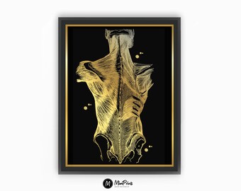 Muscles Of Back Gold Foil Print Muscles of the Human Trunk Poster With Gold Foil Human Body Poster Medical Clinic Wall Art Gift For Doctors