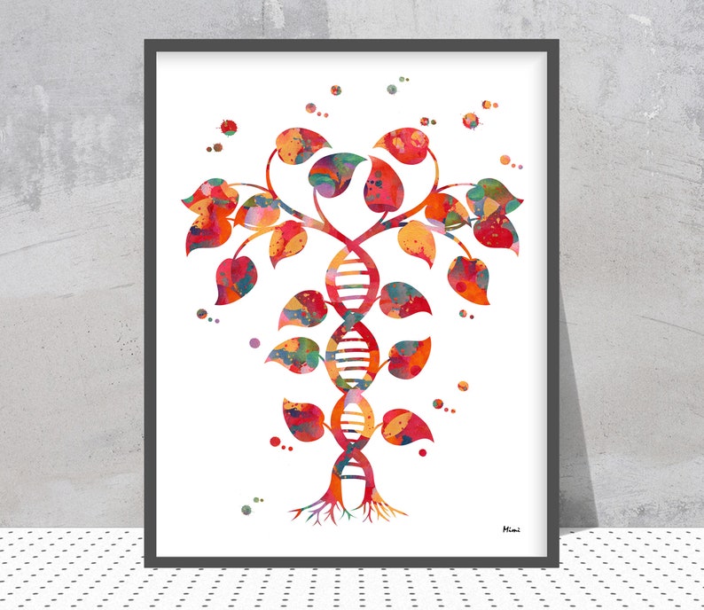 Dna Tree Science Print Dna Double Helix Abstract Genetics Poster Dna Shaped Tree Medical Clinic Wall Art Science Art Gift image 1