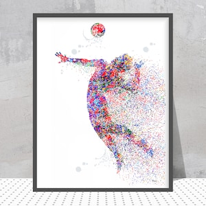 Volleyball Girl Player Art print volleyball spike watercolor sport art volleyball Personalized Sport Art Gift Add Name