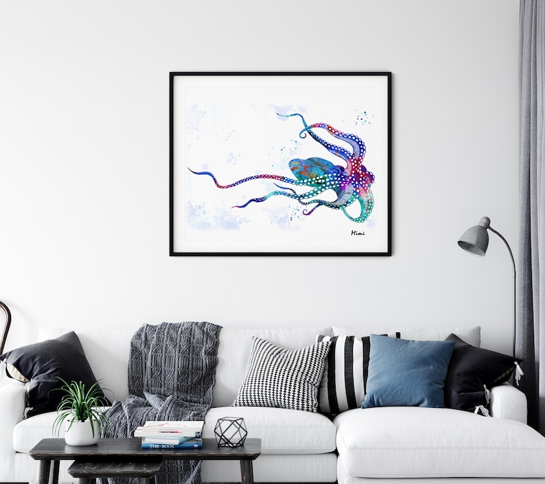 Octopus Watercolor Print sea life art Ocean life Illustration Octopus poster octopus illustration sea art octopus wall decor gift image 5