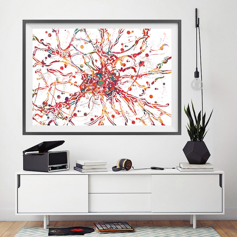 Brain Cell Abstract Watercolor Print | Neuroscience Art | Neurology ...