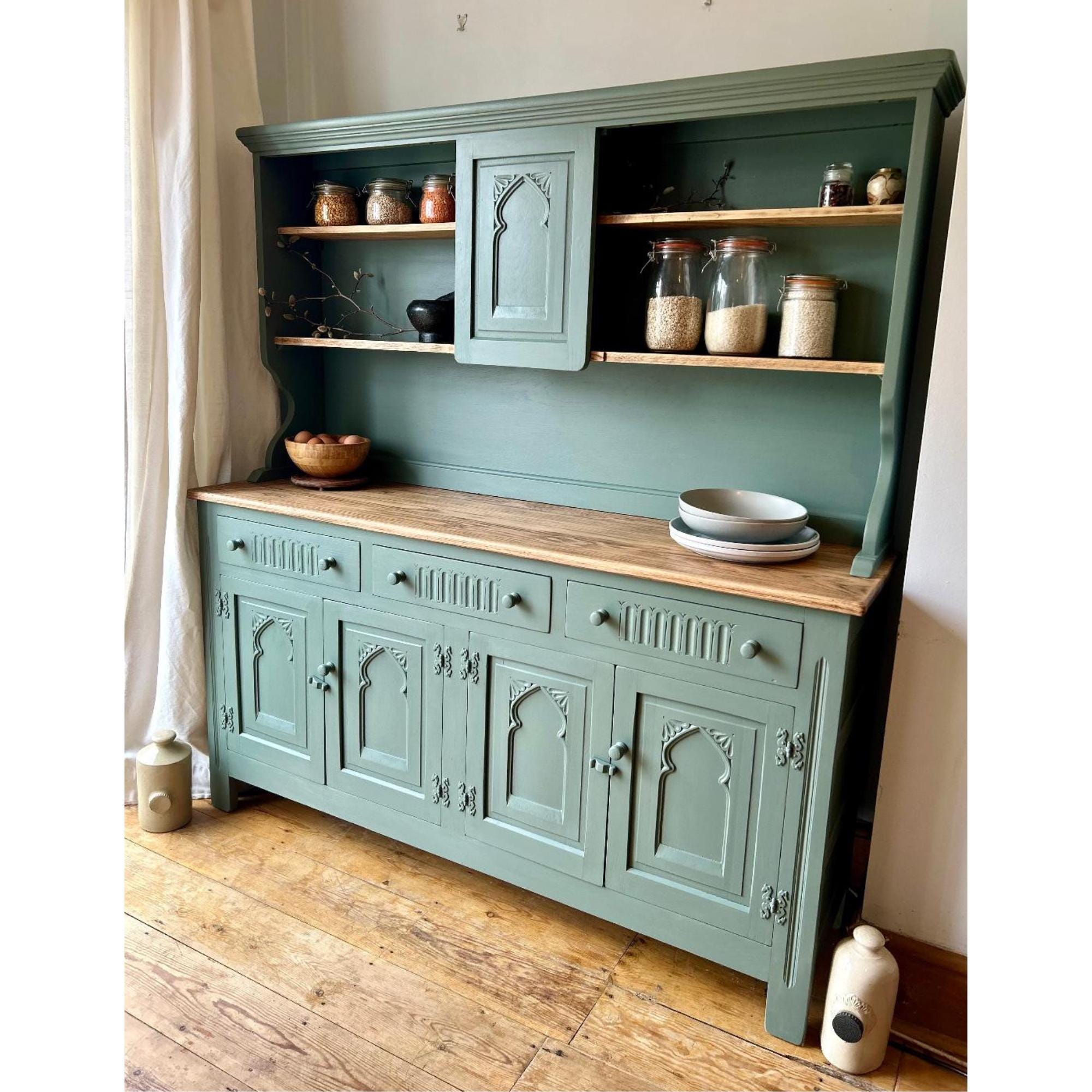 Hand Painted Green Welsh Dresser: Old Charm Kitchen Sideboard, NOW SOLD