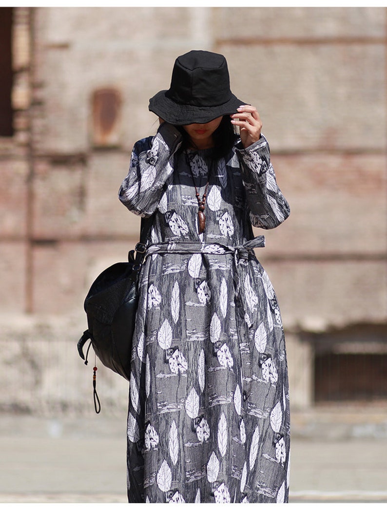 Casual Dress Long Dress Autumn Dress For Women Travel Dress Womens Autumn Loose Fitting A Line Style Elegance Robe Dress With Pockets