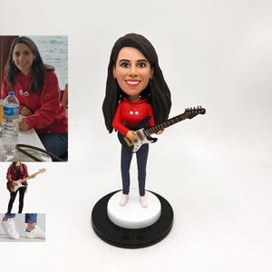 Custom Guitar Bobbleheads, Personalized 3d Clay Guitarist Figurine, Custom Cartoon Musician Portrait, Christmas Gift, Unique Gift For Her