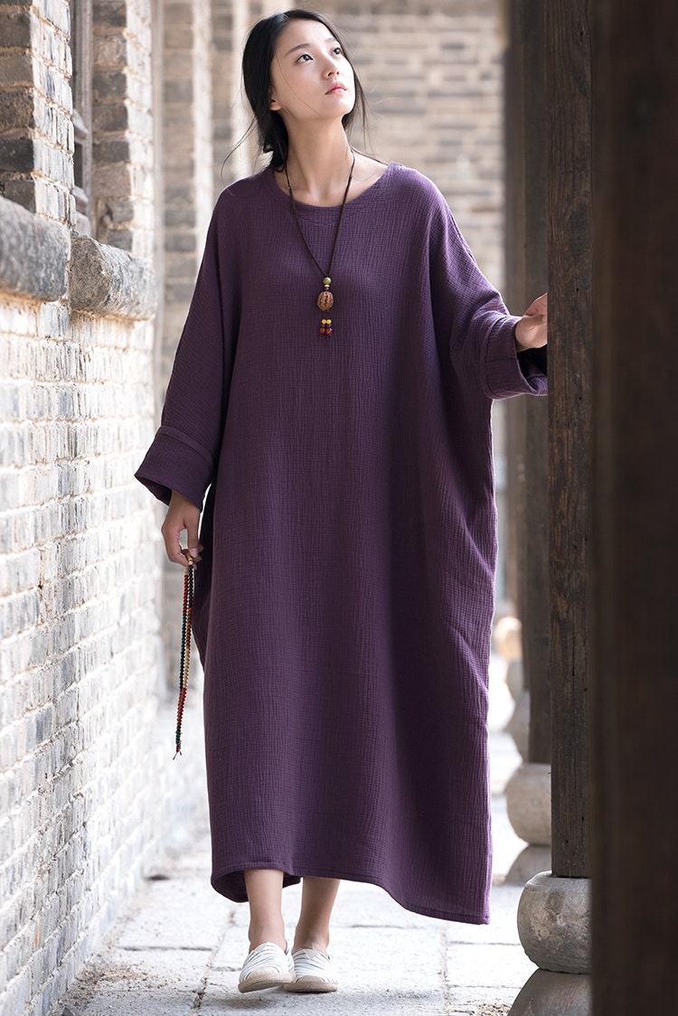 Womens Loose Fitting Cotton and Linen Dress Loose Robe Plus - Etsy