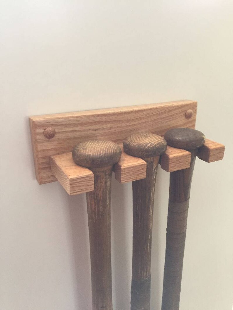 Solid Oak Vertical Baseball Bat Wall Display Etsy