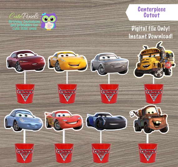 Cars Centerpiece Cars Cake Toppers Disney Cars Birthday Lighting