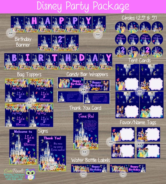 Disney Party Package, Disney Castle Party Kit, Disney Characters Birthday, Disney Characters Party, Disney Party Decor Il_570xn