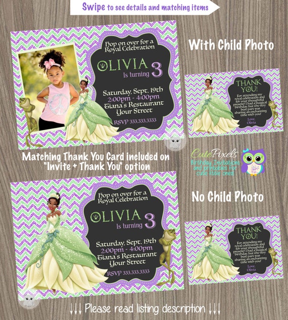 Princess Tiana Invitation, The Princess and the Frog Invitation, Tiana Birthday Invitation, Princess Invitation, Disney Princess Invitation Il_570xn
