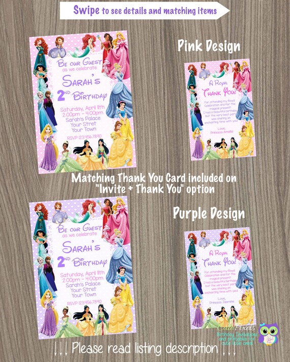 Disney Princess Invitation, Princess Birthday Invitation, Disney Princess Party, Princess Invitation, Disney Princess, Princess Birthday Il_570xn
