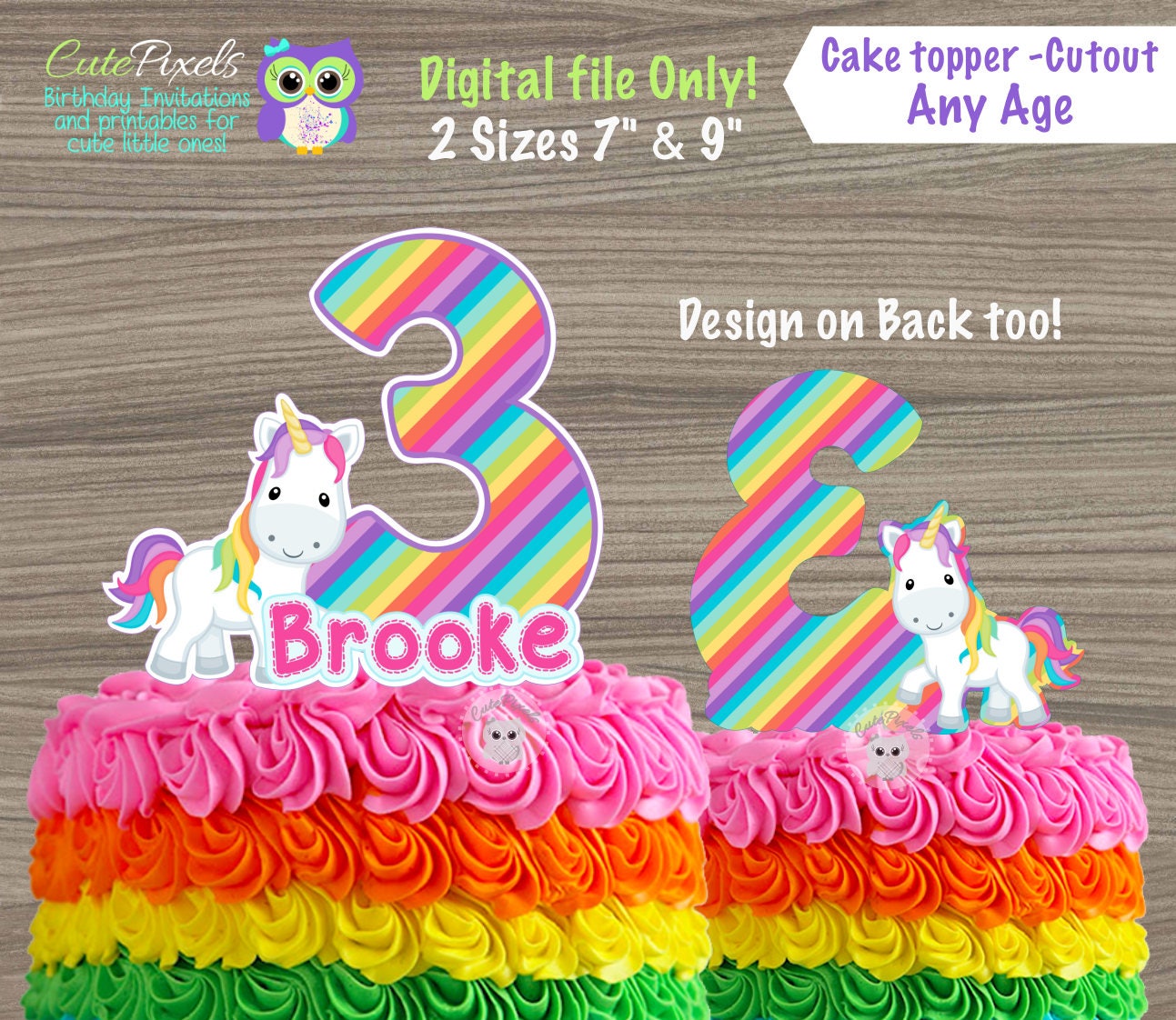 unicorn cake topper rainbow cake topper unicorn etsy