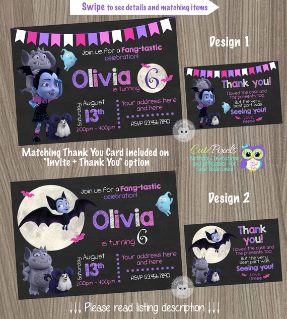 Vampirina Invitation, Vampirina Birthday, Vampirina Party, Vampire Birthday, Vampire Party Il_570xn