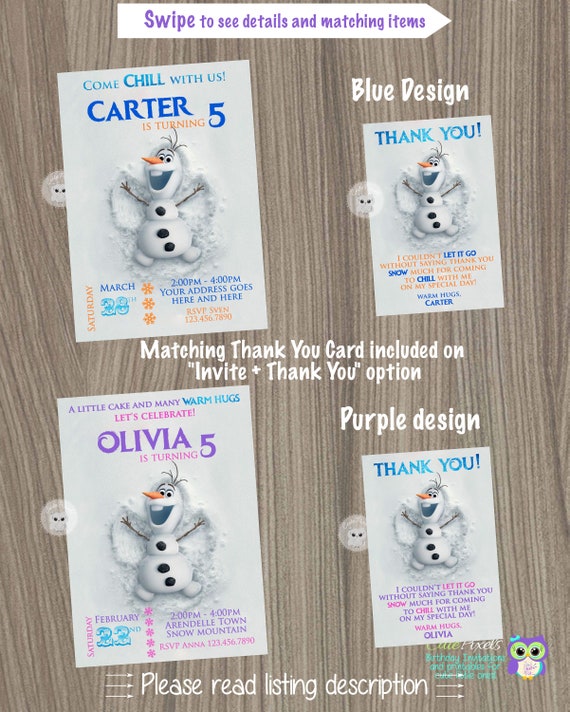 Frozen Invitation, Disney Frozen Invitation, Olaf Invitation, Frozen Birthday, Frozen Party, Boy Birthday Invitation, Frozen Birthday Invite Il_570xn