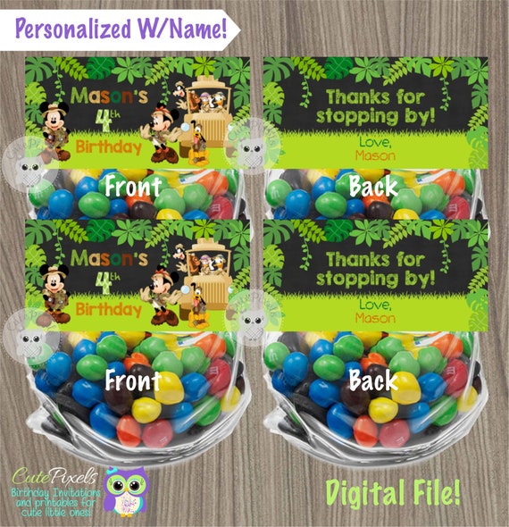 Mickey Mouse Safari Bag Toppers, Mickey Safari Treat bags, Safari Favors, Safari Party, Mickey Safari Decor, Minnie Safari Bag Toppers Il_570xn