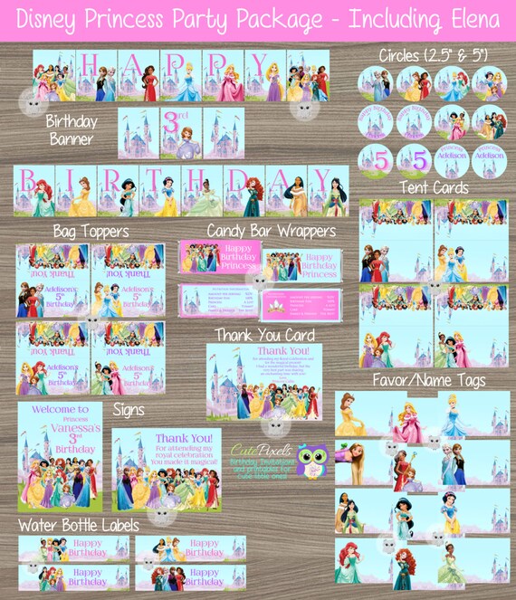 Disney Princess Party Decorations, Princess Birthday Decorations, Disney Princess Party, Princess, Disney Princess Birthday, Party Package Il_570xn