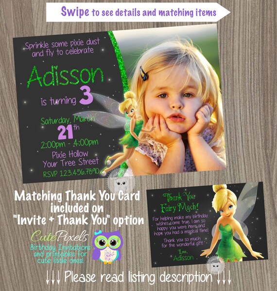 Tinkerbell Invitation, Fairy Invitation, Tinkerbell Birthday, Tinkerbell Party, Disney Fairies, Tinkerbell Fairy Il_570xn
