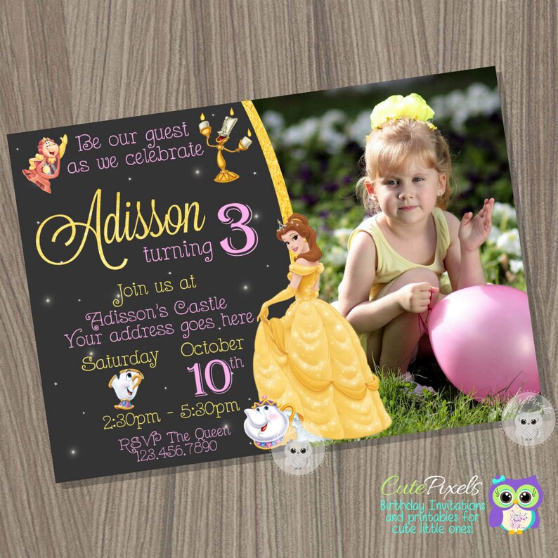 Princess Belle Invitation Beauty and the beast invitation Etsy