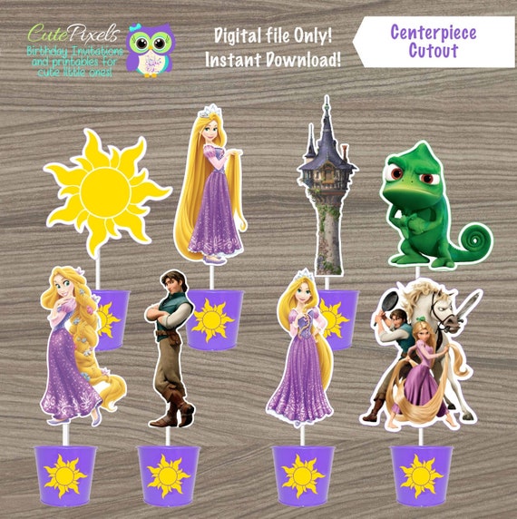 Tangled Centerpieces, Princess Rapunzel Cake Toppers, Tangled Birthday, Rapunzel Decor, Disney Princess Birthday decor, Tangled Cutouts Il_570xn