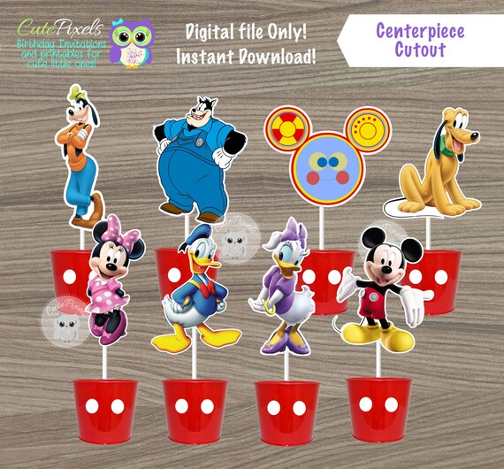 Mickey Mouse Clubhouse Centerpiece, Mickey Mouse Clubhouse Cake Topper, Minnie Centerpiece, Mickey Centerpiece, Mickey Mouse Birthday Decor Il_570xn
