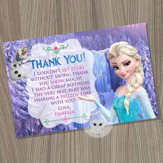 Frozen Thank You Card, disney Frozen, Frozen Birthday, Frozen Party, Elsa Thank You Card, Thank You Card, disney Frozen card Il_570xn