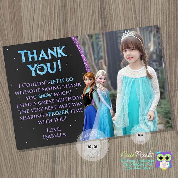 Frozen Thank You Card, Disney Frozen, Frozen Birthday, Frozen Party, Thank You Card, Frozen Card, Elsa Birthday Card, Birthday Thank You Il_570xn