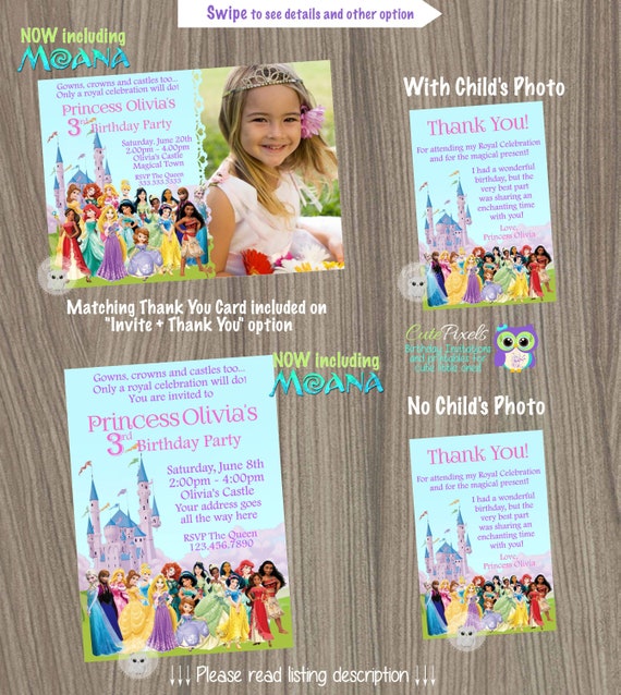 Disney Princess Invitation, Princess Birthday Invitation, Disney Princess Party, Princess Invitation, Disney Princess, Princess Birthday Il_570xn