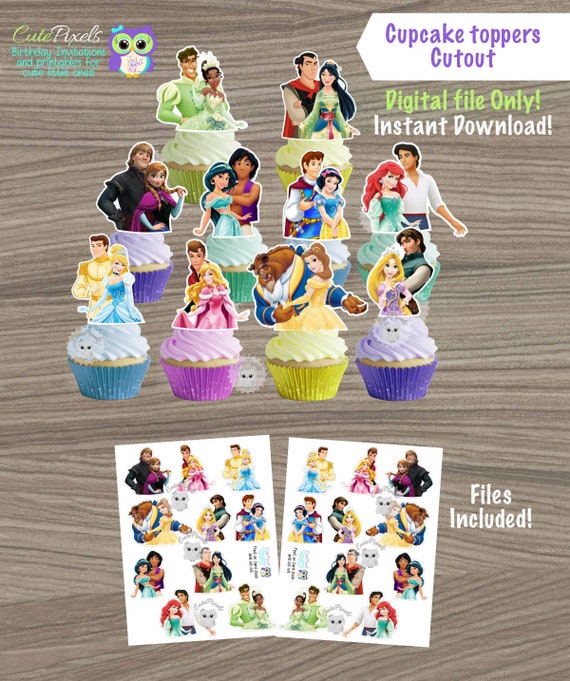 Disney Princess Cupcake Toppers, Disney Princes Toppers, Princess and Princes, Cupcake toppers, Princess Party, Princess Birthday Party Il_570xn