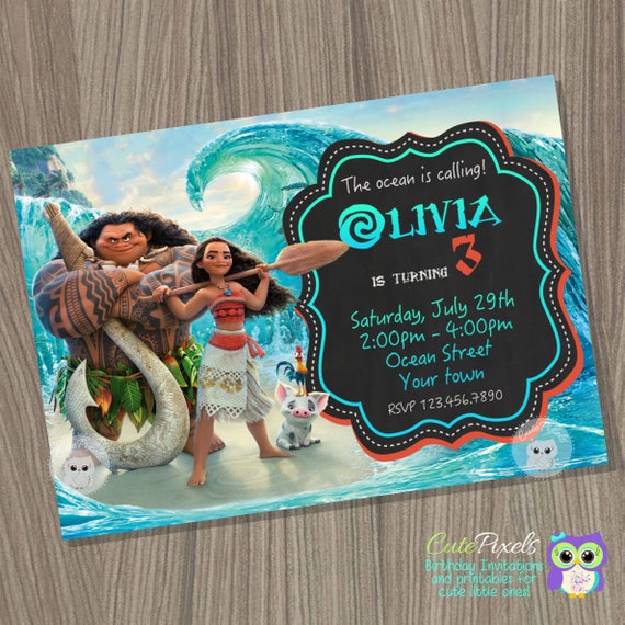 Moana Invitation, Moana Birthday Invitation, Moana Birthday, Disney Moana Birthday Decor, Moana Party, Hawaiian Party Il_570xn
