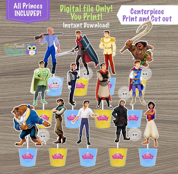 Disney Princes Centerpiece, Disney Princess Birthday, Princess Decor, Disney Princess Cake topper, Boy Princes Cutouts, Disney Prince Il_570xn