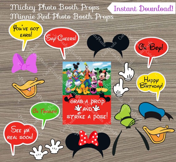 Mickey Mouse Photo Booth Props, Minnie Mouse Red Photo Booth Props, Minnie Mouse Birthday, Minnie Mouse Party, Mickey Mouse party Il_570xn