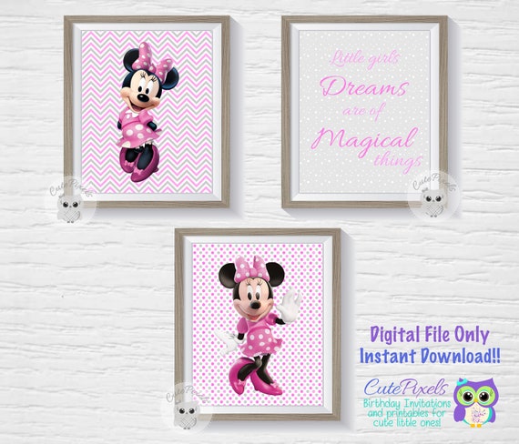 Minnie Mouse Wall art print, Printable wall art, Minnie decor, Printable poster, Digital art print, Nursery Wall art, Minnie Nursery print Il_570xn