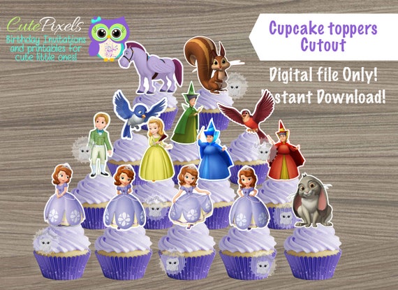 Sofia The First Cupcake Toppers Sofia The First Birthday Etsy