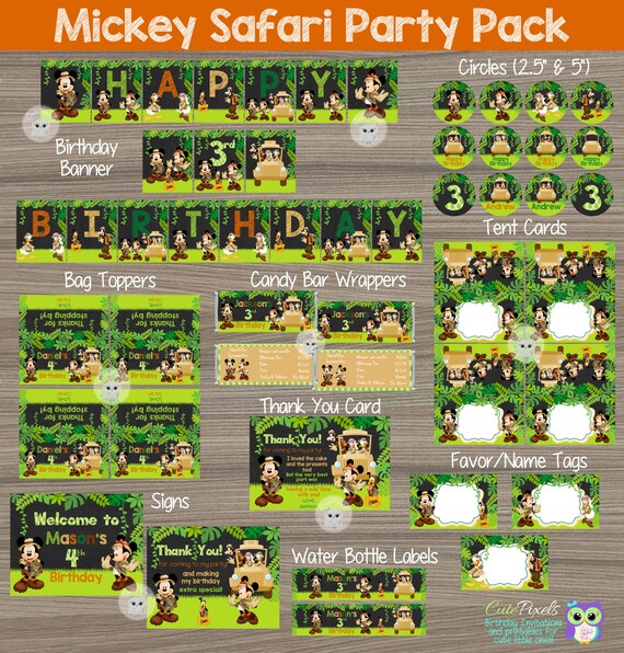 Mickey Mouse Safari Party Decorations, Mickey Safari Birthday Decorations, Safari Party Pack, Mickey Safari Package, Mickey Jungle Decor Il_570xn