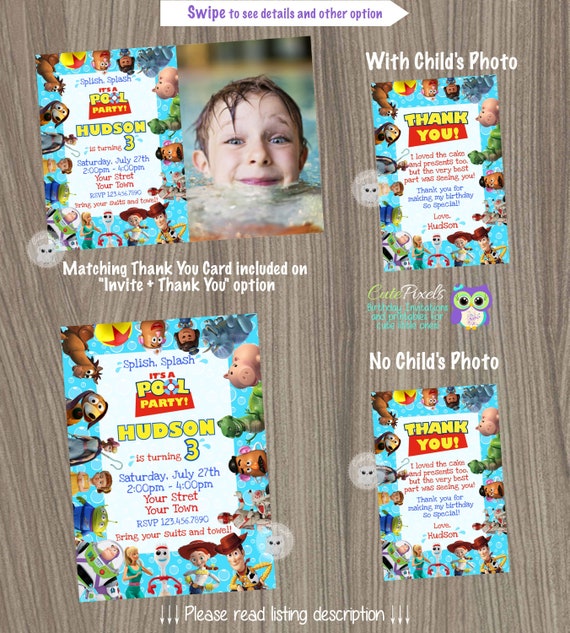 Toy Story Pool Invitation, Toy Story Pool Party, Toy Story Party, Toy Story Birthday Invitation, Pool Party, Summer Party Il_570xn