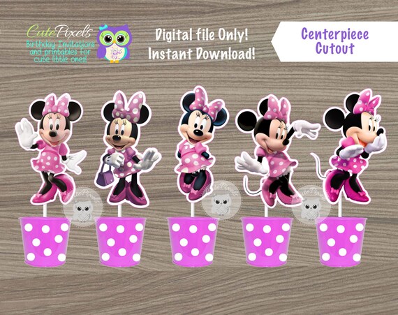 Minnie Mouse Centerpiece, Minnie Mouse Cake Topper, Minnie Centerpiece, Minnie Cut Out, Minnie Mouse Birthday Decor, Minnie Mouse Decor Il_570xn