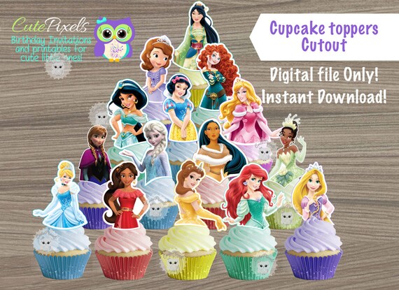 Disney Princess Cupcake Toppers Disney Princess Birthday Princess Decor Cupcake Toppers Princess Party Princess Birthday Party